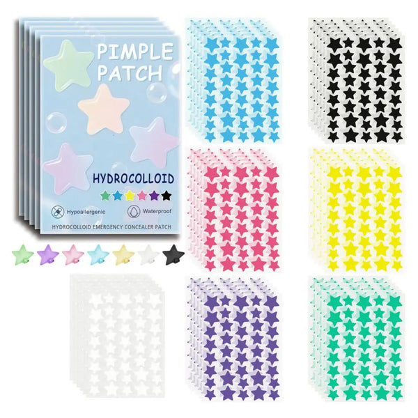 1400pcs Colorful Star Pimple Removal Sticker Invisible Breathable Hydrocolloid Acne Patch Anti-Acne Spots Marks Concealer Makeup