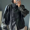 HH Autumn Faux Leather Jacket For Women Casual Solid Long Sleeve Zipper Pu Leather Coats New Fashion Female Streetwear