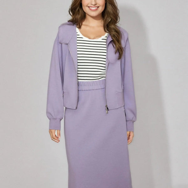 DUSHU Plus Size Women's Fashionable Stylish Sweatshirt Skirt Sweatpants Suit 2025 Spring New Design Solid Versatile Casual Set