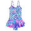 Kids Girls One-piece Swimsuit Mermaid Fish Scales Print Leotard Ruffle Jumpsuit Surfing Bathing Suit Beachwear Swim Rash Guard