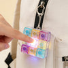 Colorful LED Keyboard Fidget Keychain 9 Keys Clicker Button Keycap Stress Relief for Adult Office Desk Finger Exercise