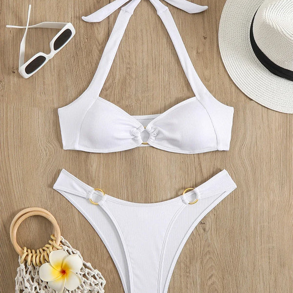 Sexy Women's Swimsuit 2025 Summer Bikini Two-piece Swimwear for Woman Beachwear Halter Bikinis Sets Swimming Beach Bathing Suits