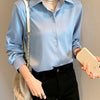 Spring Autumn Casual Chiffon Shirt Women Office Lady Shirts Fashion Female Long Sleeve Loose Solid Blouse Tops  S-4XL