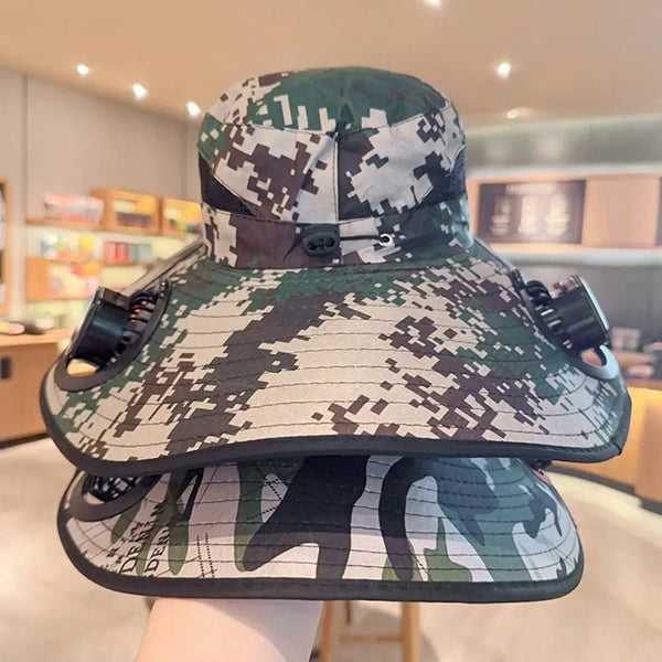 New Solar Fan Hat Breathable USB Charging Sun Hat for Men with 2 Solar Fan Wide Brim Fisherman Hat Outdoor