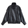 HH Autumn Faux Leather Jacket For Women Casual Solid Long Sleeve Zipper Pu Leather Coats New Fashion Female Streetwear