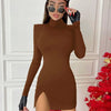 Women Spring Autumn Long Sleeve Bodycon Soild Color Black Slim Package Hip Mini Dress Female Clothing Streetwear