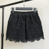Lace Shorts Women Spring Autumn High Waist Shorts Elastic Wide Leg Short Shorts Black / White Ladies Sexy Short Feminino Q2248