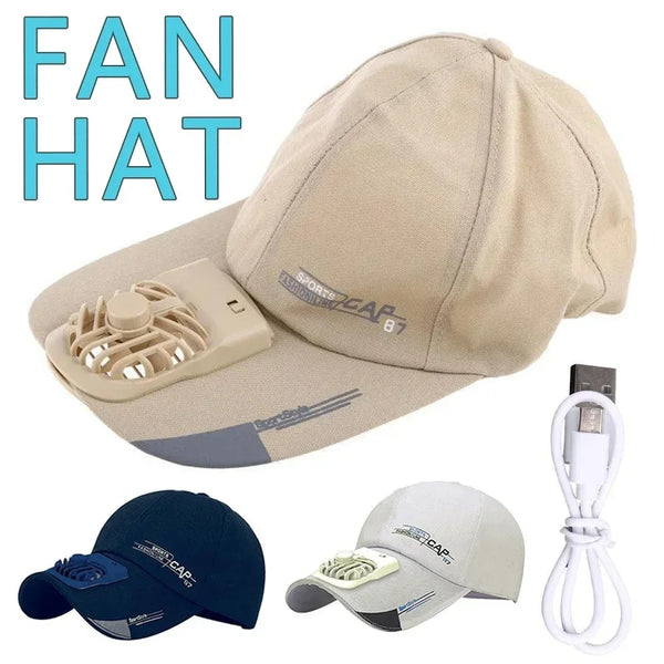 Cap with Fan Summer USB Charging Cooling Fan Baseball Cap Outdoor Golf Sunscreen 2 Speed Adjustable Peaked Hat Hiking Cap Amagi