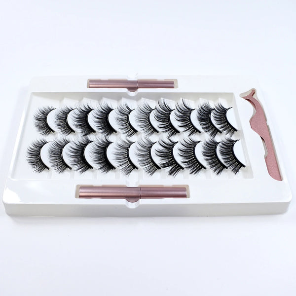 10Pairs Magnet False Eyelashes Reusable Magnetic Eyelashes With Eyeliner and Tweezers Natural Look Fake Eyelashes