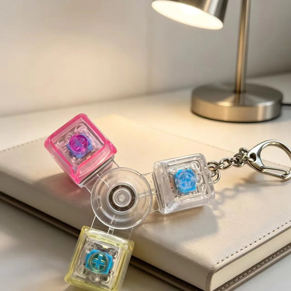 Lighting LED Keyboard Keychain Fidget Toys Clicker Sensory Toy Stress Relief  for Keyboard Keychain Fidget Gadget for Adults toy
