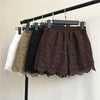 Lace Shorts Women Spring Autumn High Waist Shorts Elastic Wide Leg Short Shorts Black / White Ladies Sexy Short Feminino Q2248