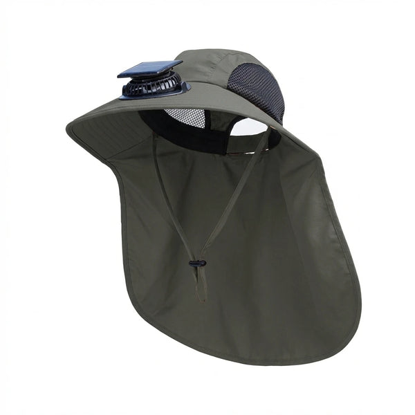 Solar Fan Hat with Neck Flap UV Protection Hat with Solar Fan USB Rechargeable Breathable Men Summer Outdoor Fishing Hat