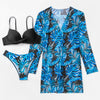 Cikini-Three-Piece Bikini Set for Women, Split Swimsuit, Swimwear, Summer Outfit, New, 2022