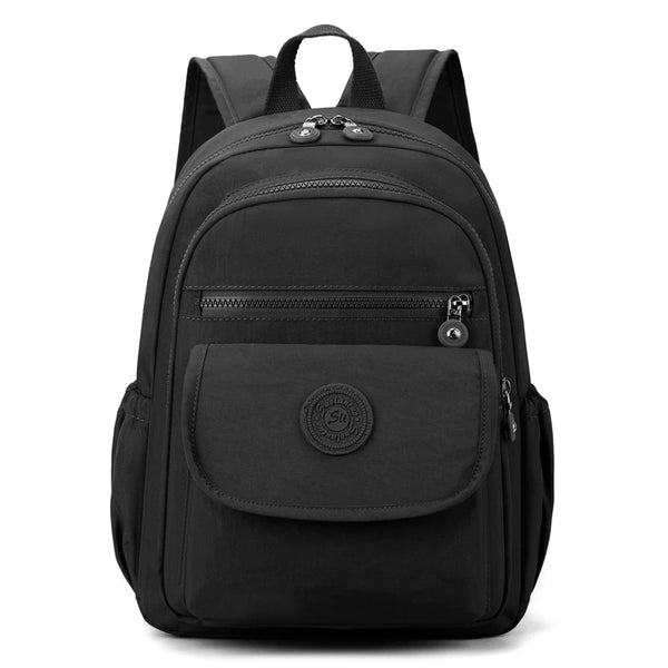 Ladies' lightweight, large capacity stylish black commuter travel backpack with adjustable shoulder straps, school and leisure b