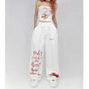 Black White Drawstring Design Sweatpants Women High Street Hip-hop Wide Leg Pants Women New Summer All-match Long Trousers