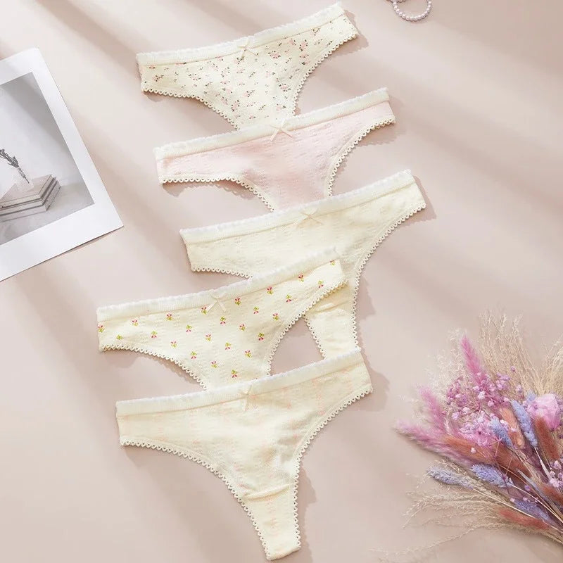 Fashion Cute Print Panties for Women Thongs Cotton Spring Summer Soft Lingeries Sexy Hot Bow Women's Intimates Tangas Mujer