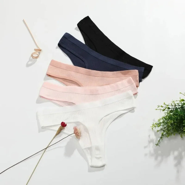 Women Sexy Thong Women Tanga Low Waist Underwear Girls Brief Breath T-back Cotton Panties Female Solid Color Underpant Ladies