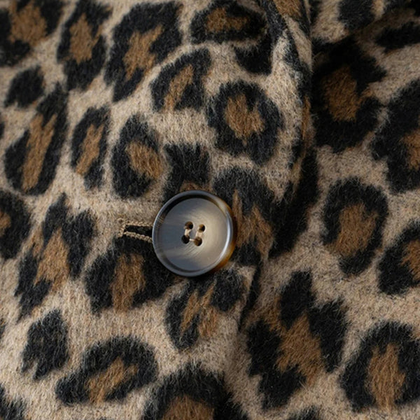 Vintage Leopard Women's Jacket Suit Casual Turndown Collar Women Coat Fashion V-neck Long Sleeve Jackets Autumn New Coats