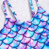 Kids Girls One-piece Swimsuit Mermaid Fish Scales Print Leotard Ruffle Jumpsuit Surfing Bathing Suit Beachwear Swim Rash Guard