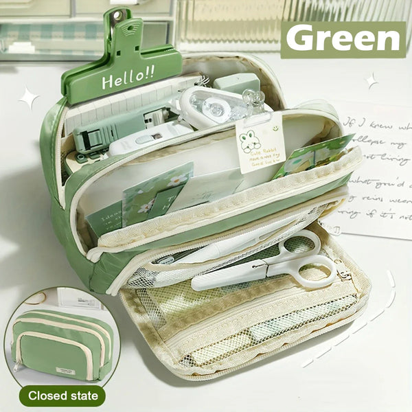 Cute Multi Layer Pencil Case Pouch, Large Capacity Pen Case Bag,Durable Stationery Storage Bag For Students, School&Office
