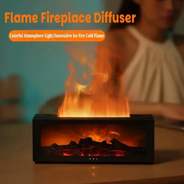 Upgraded 300ml Aroma Diffuser with 7-Color LED Flame Effect, Essential Oil Diffuser & Air Humidifier, Remote & Timer, Fragrance