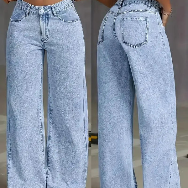 2026 New American Fashion Women's Loose Casual Wide Leg Straight Denim Jeans Baggy Streetwear Pants All Season Trousers