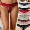 10Pcs Women's Floral Lace Panties Sexy Bow Decor Low Rise Underwear Soft Breathable Panties, Ideal for Daily Wear,  Gym, Parties