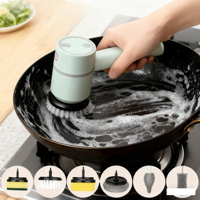 cleaning brush Electric household bottle brush Long handle can replace head change Kitchen dishwashing brush Bathroom brush Shoe