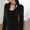 Matakawa Y2k Bandage T Shirt for Women Polka Dot Spring Autumn Korean Fashion Ropa De Mujer Sexy Vintage Slim Camisetas