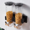 Wall-mounted 2 Barrel Cereal Dispenser, Food Grain Storage Tanks, Cereal Distributor with 2 Cups, Coffee Beans Rice Container