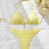 Sexy Wrinkled Halter Brazilian Bikini Women Swimwear Female Swimsuit Two-pieces Bikini Set High Cut Bathing Suit Swim Beach Wear