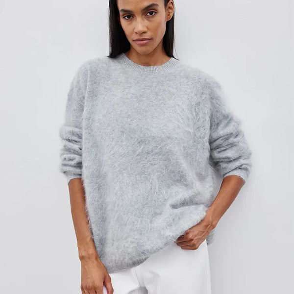 Blubelle Women's Autumn Winter Solid Color Knit Sweater O-Neck Long Sleeve Loose Fit Casual Relaxed Fashion Pullovers