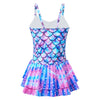 Kids Girls One-piece Swimsuit Mermaid Fish Scales Print Leotard Ruffle Jumpsuit Surfing Bathing Suit Beachwear Swim Rash Guard