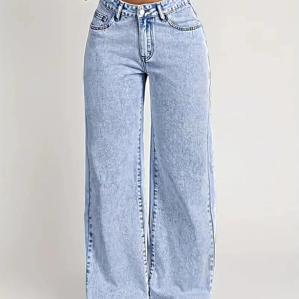 2026 New American Fashion Women's Loose Casual Wide Leg Straight Denim Jeans Baggy Streetwear Pants All Season Trousers