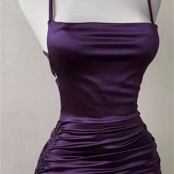 Sexy Sleeveless Backless Bodycon Mini Dress Women Summer Satin Lace Up Party Club Dresses Streetwear Evening Black Y2K 2025 Robe
