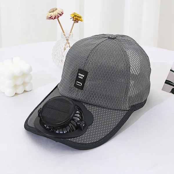 Breathable Sunhat with Solar Fan Sun Block Baseball Hat with Solar Fan USB Charging Fan Outdoor Sunhats Sunscreen Sunshade Hats