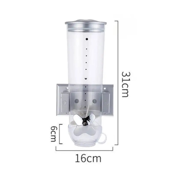 Kitchen Storage Food Organizer Wall Mounted Dry Food Cereal Dispenser Snack Grain Plastic Storage Container Box Rack for Home