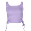 Ruched Sleeveless Tank Tops Tees Women Solid Casual Fashion Crop Top Ladies High Street Tie Up Croptop Summer Fitness