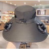 Solar Fan Hat Wide Brim Solar Fan Outdoor Fishing Hats Strap 2 Fans Waterproof Outdoor Hiking Camping Fishing Hat Hats for Women