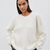 Blubelle Women's Autumn Winter Solid Color Knit Sweater O-Neck Long Sleeve Loose Fit Casual Relaxed Fashion Pullovers