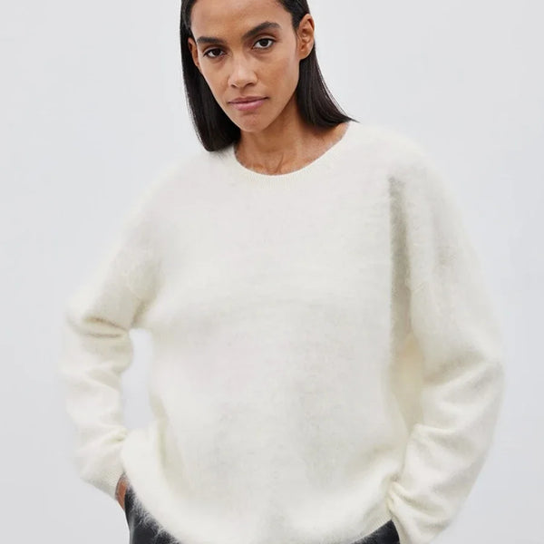 Blubelle Women's Autumn Winter Solid Color Knit Sweater O-Neck Long Sleeve Loose Fit Casual Relaxed Fashion Pullovers
