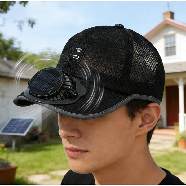 USB Charging Solar Fan Hat Breathable Anti UV Baseball Cap Outdoor Cooling Sunscreen Sunshade Headwear for Men Women