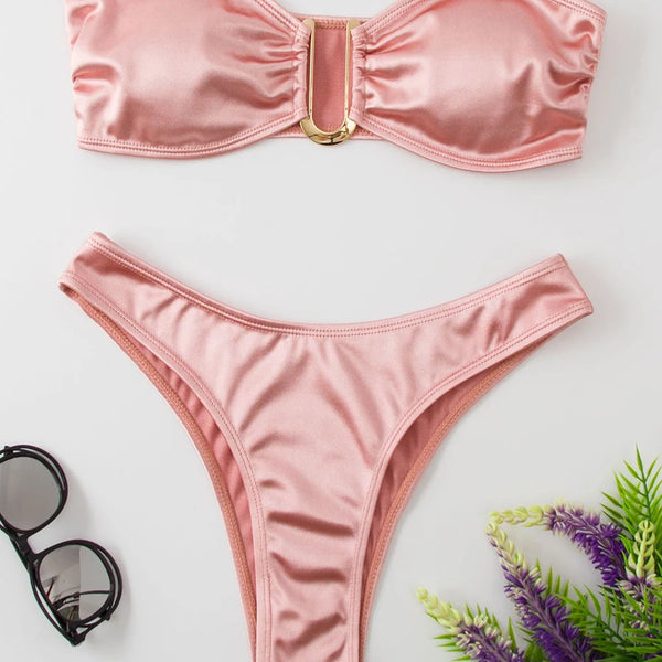 Bandeau Bikini Swimsuit Women 2026 Two-piece Swimwear Thong Bikinis Sets Female Bathing Suit Push Up Monokini Beach Wear Biquini