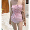 2024 New Women's One-Piece Swimsuit Blue Plaid Cover-Up Bikini Sexy Girl Style Comfortable Fit Swimming Suit Casual Swimwear