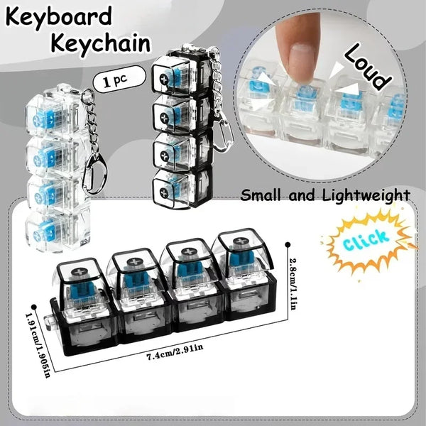 Lighting LED Keyboard Keychain Fidget Toys Clicker Sensory Toy Stress Relief  for Keyboard Keychain Fidget Gadget for Adults toy