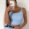 Ruched Sleeveless Tank Tops Tees Women Solid Casual Fashion Crop Top Ladies High Street Tie Up Croptop Summer Fitness