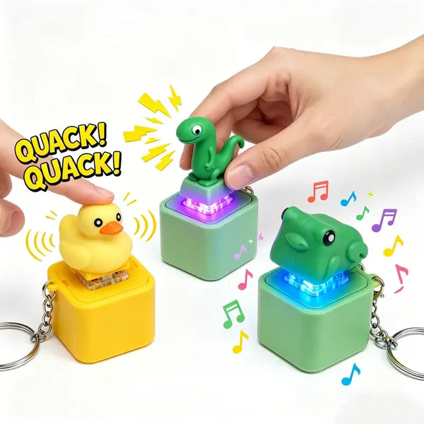 Viral Keyboard Clicker Toy: LED Light Up Duck Frog Squeeze Toy, ASMR Tactile Fidget Keychain, Office Anxiety Relief, New
