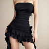 Summer Sexy Mini Dress Women Sleeveless Strapless Streetwear Backless Bodycon Black Dress Party A-LINE Dresses Y2k
