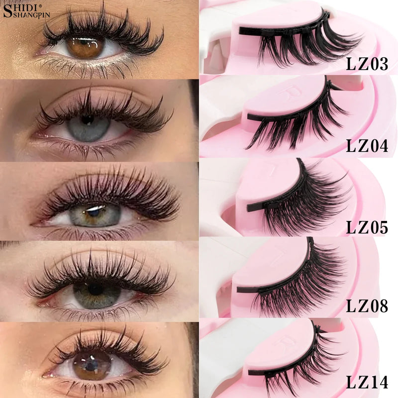 Reusable Magnetic Eyelashes 1 Pair Natural Curly Fluffy Magnetic False Eyelashes No Glue Needed Lashes Makeup with Tweezer Set
