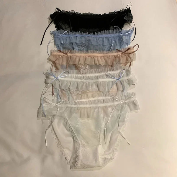 Women's panties Lace Lingerie Low-Waist Transparent Detail Sexy Underpants Female Briefs Butterfly lace trim Plus Size